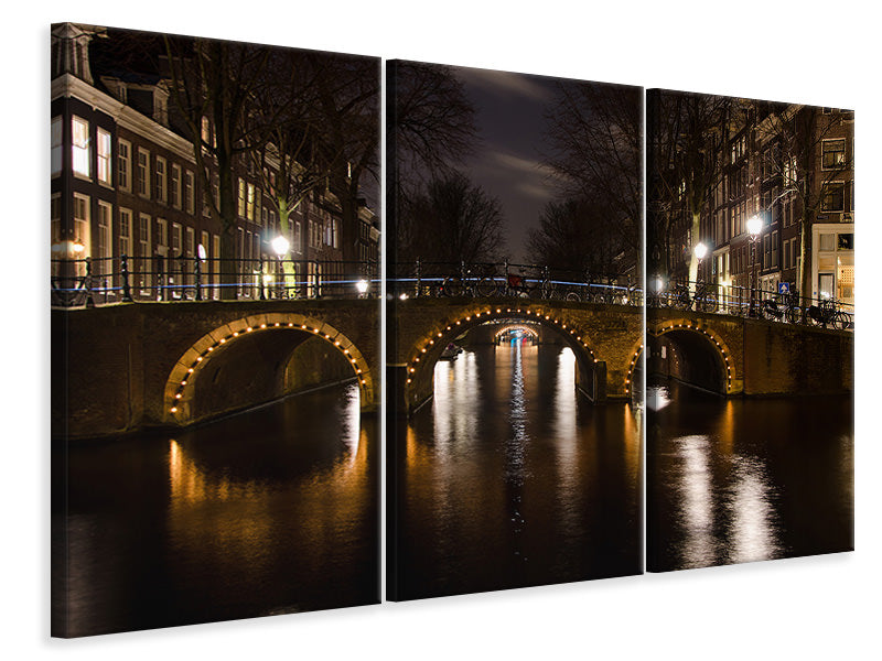 3-piece-canvas-print-at-night-in-amsterdam