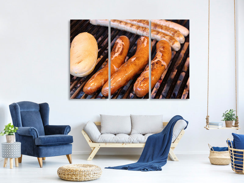 3-piece-canvas-print-grilled-sausage