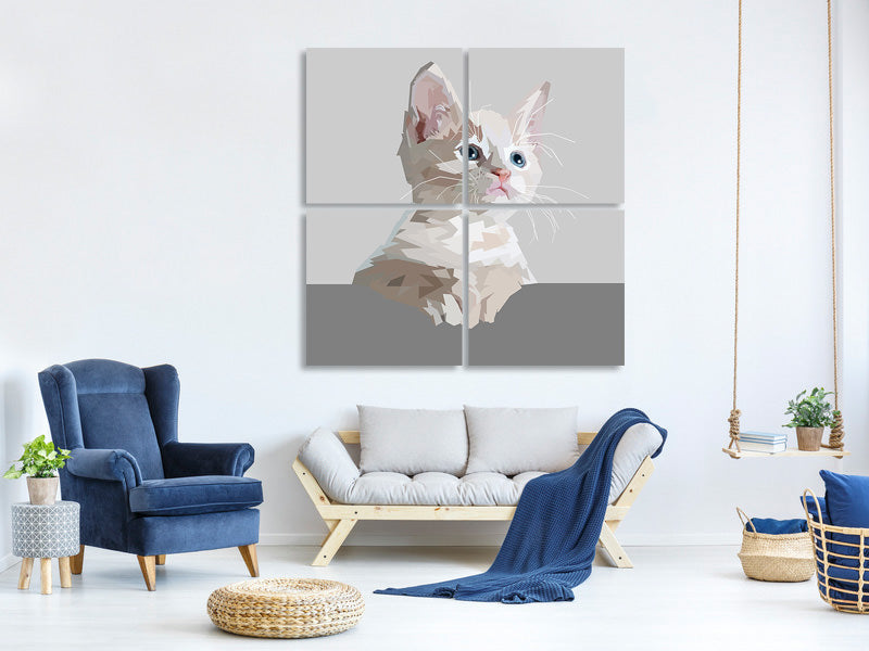 4-piece-canvas-print-artwork-cat