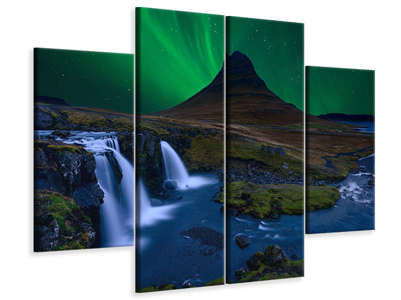 4-piece-canvas-print-kirkjufell-under-a-boreal-green-sky