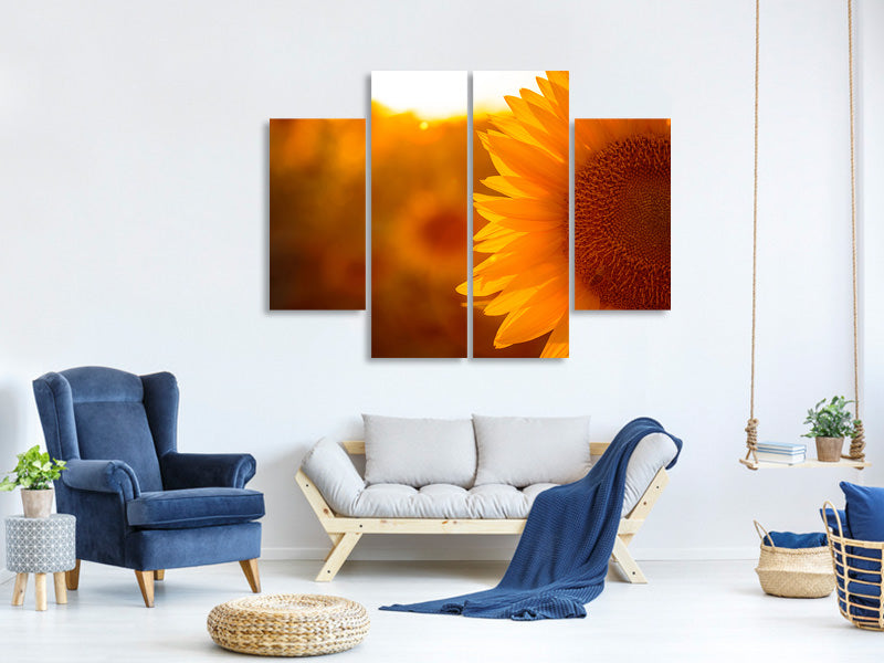 4-piece-canvas-print-macro-sunflower