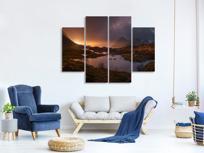 4-piece-canvas-print-sunrise-over-lofoten