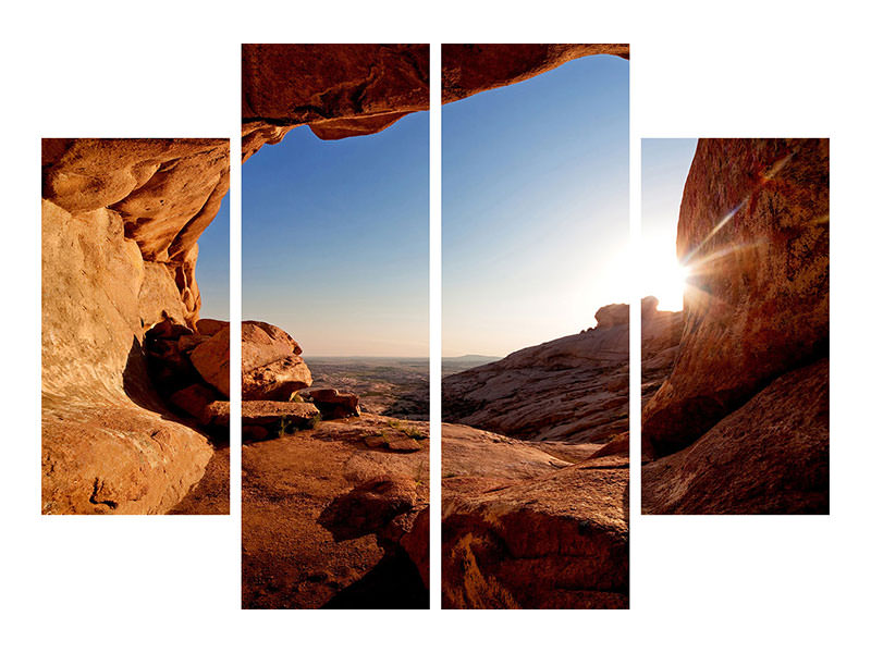 4-piece-canvas-print-sunset-in-front-of-the-cave