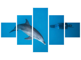 5-piece-canvas-print-dolphin-and-freediver