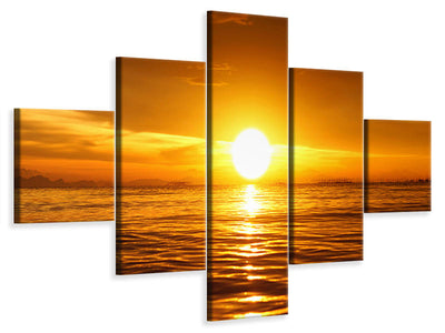 5-piece-canvas-print-glowing-sunset-on-the-water