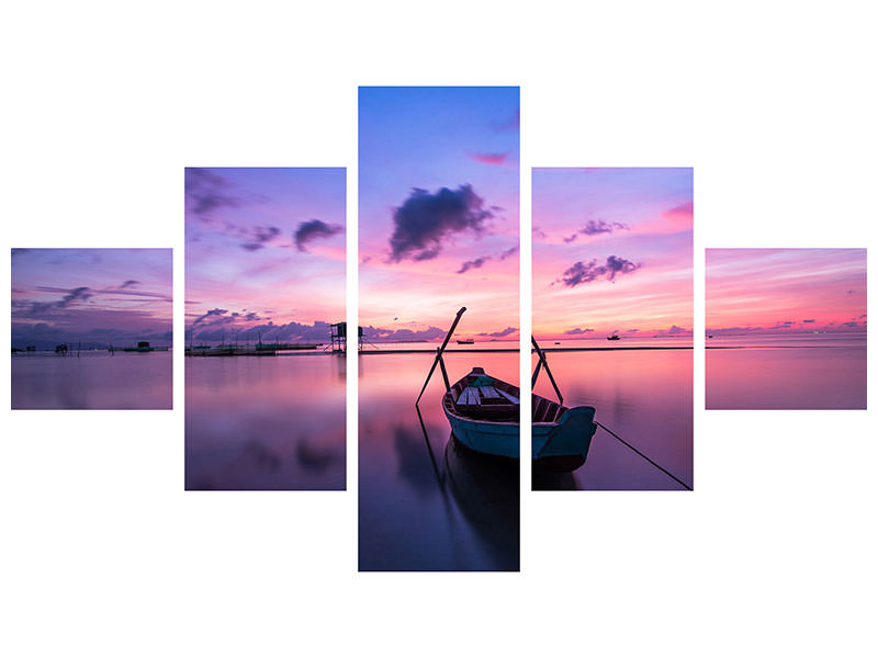 5-piece-canvas-print-impressive-sunset-at-the-sea