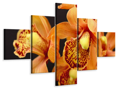 5-piece-canvas-print-orchids-with-orange-flowers