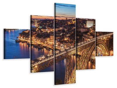 5-piece-canvas-print-portugal-porto-blue-hour