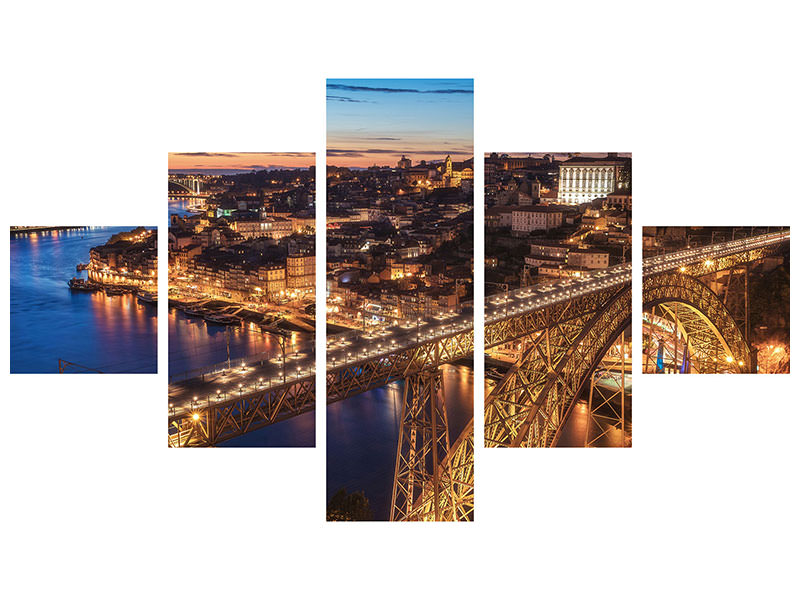 5-piece-canvas-print-portugal-porto-blue-hour