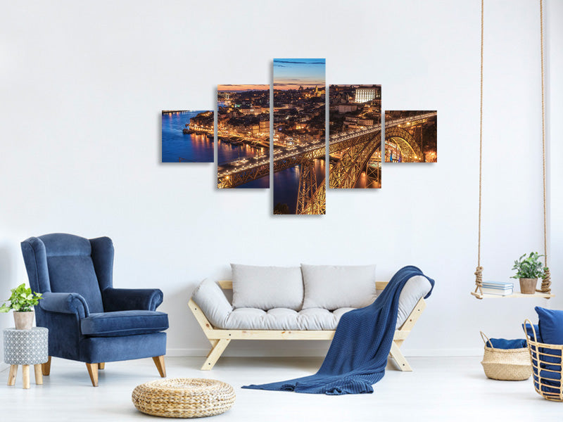 5-piece-canvas-print-portugal-porto-blue-hour