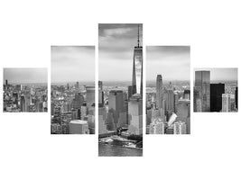 5-piece-canvas-print-skyline-black-and-white-photography-new-york