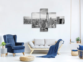 5-piece-canvas-print-skyline-black-and-white-photography-new-york