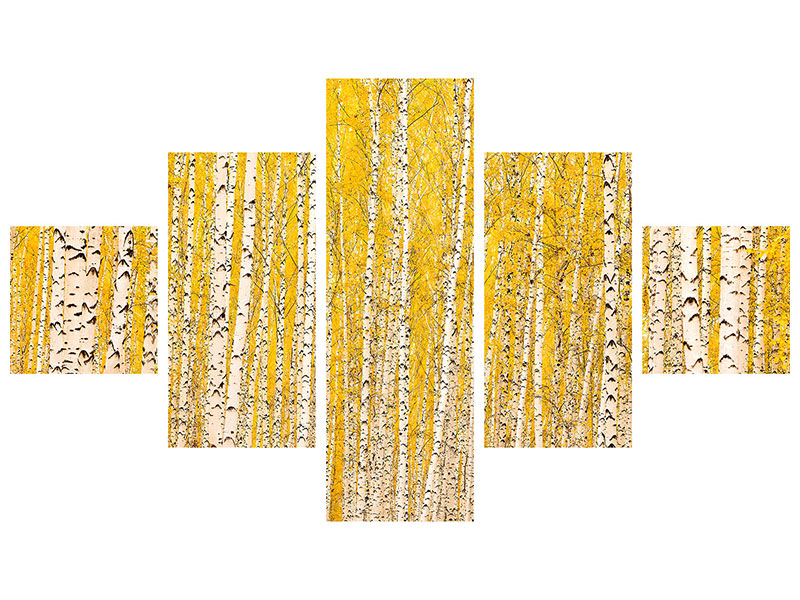 5-piece-canvas-print-the-birch-forest-in-autumn