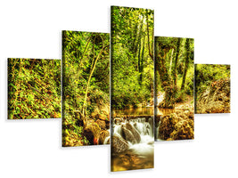 5-piece-canvas-print-waterfall-in-the-forest