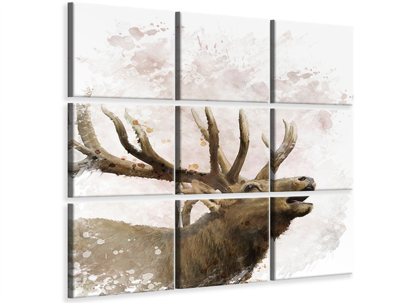 9-piece-canvas-print-elk-painting