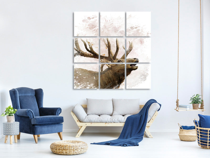 9-piece-canvas-print-elk-painting