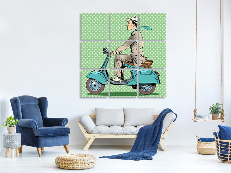 9-piece-canvas-print-pop-art-vespa-driver