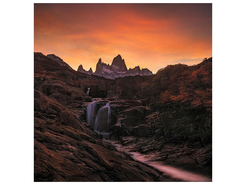 canvas-print-waterfall-sunset