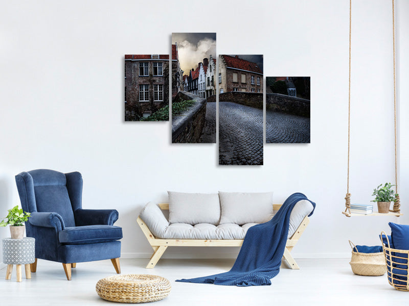 modern-4-piece-canvas-print-an-evening-in-bruges