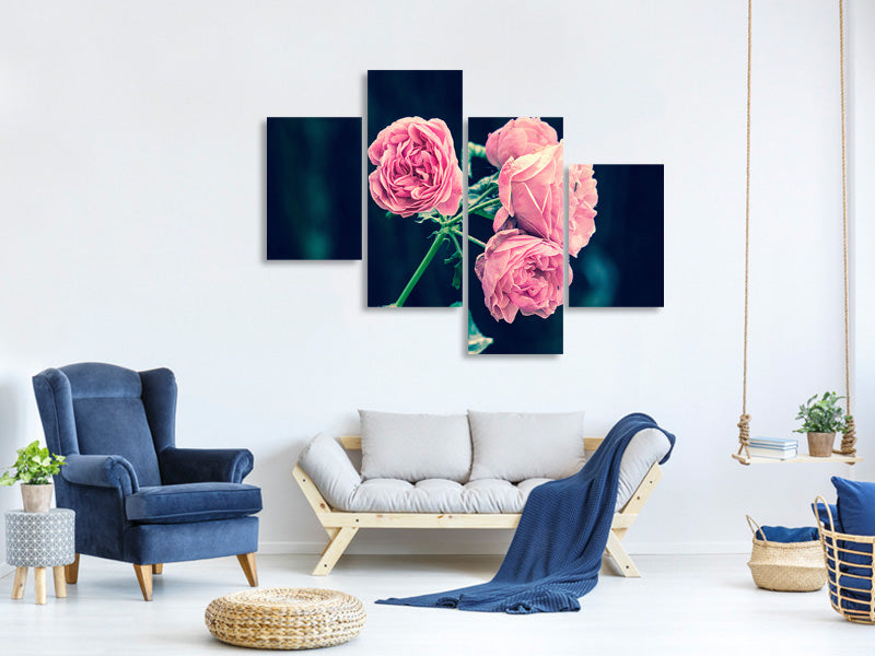 modern-4-piece-canvas-print-beautiful-pink-roses