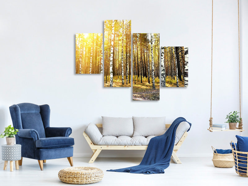 modern-4-piece-canvas-print-birch-forest