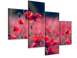 modern-4-piece-canvas-print-in-the-poppy-field