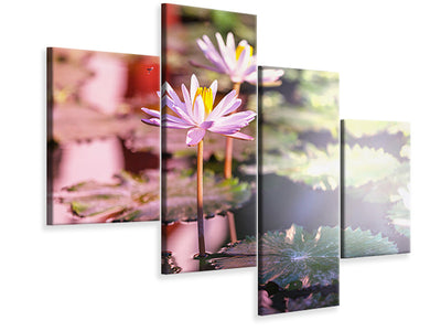 modern-4-piece-canvas-print-lilies-in-pond