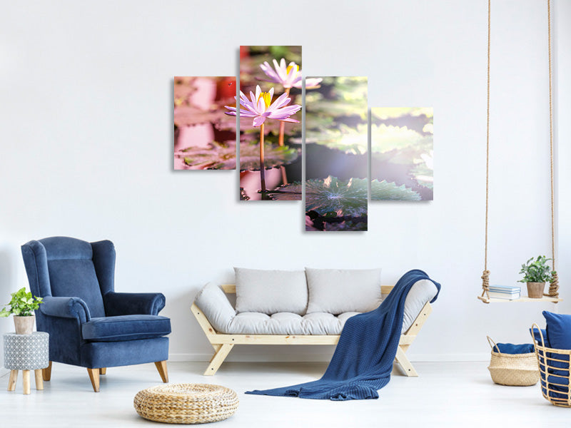 modern-4-piece-canvas-print-lilies-in-pond