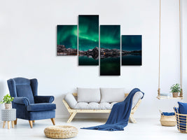 modern-4-piece-canvas-print-lofoten-aurora-reflection