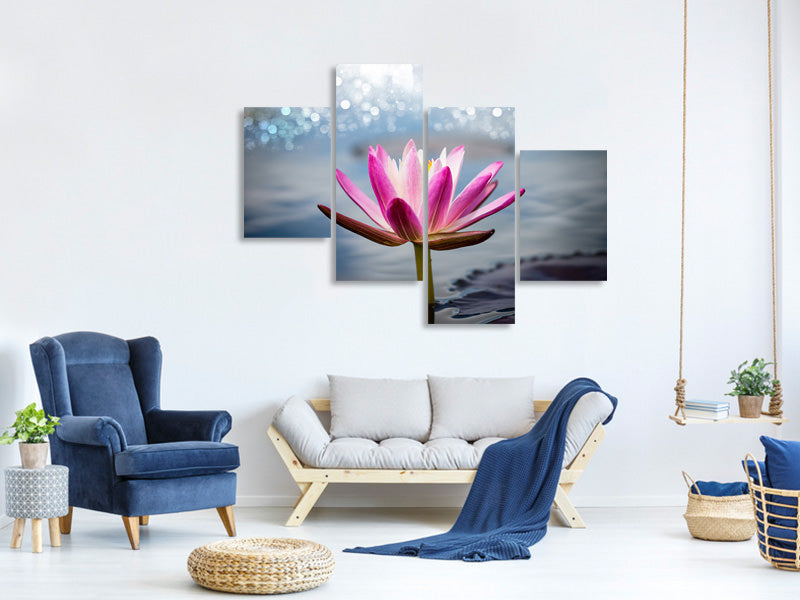 modern-4-piece-canvas-print-lotus-in-the-morning-dew