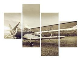 modern-4-piece-canvas-print-nostalgic-aircraft-in-retro-style