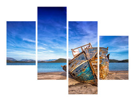 modern-4-piece-canvas-print-stranded-boat