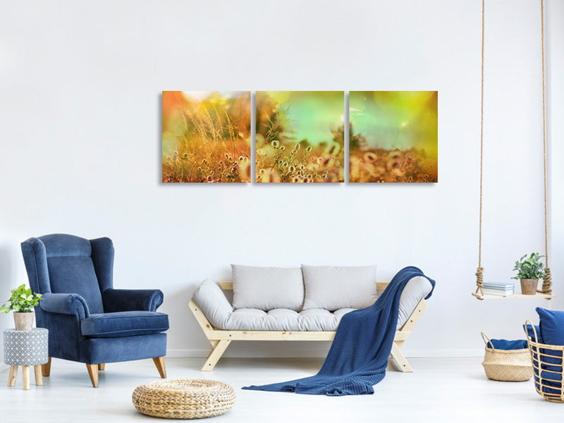 panoramic-3-piece-canvas-print-flower-meadow-at-twilight