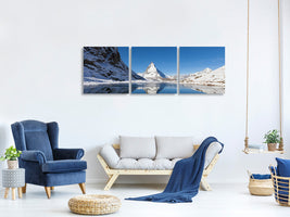 panoramic-3-piece-canvas-print-the-riffelsee-on-matterhorn