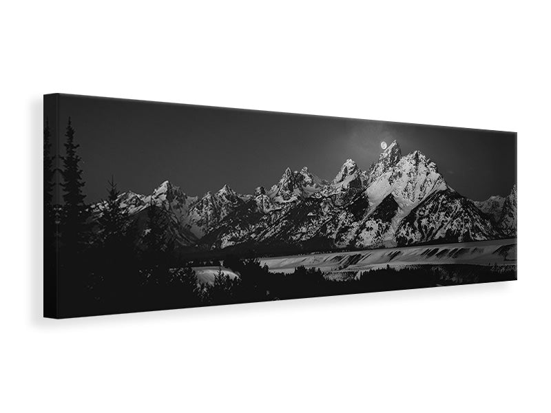 panoramic-canvas-print-full-moon-sets-in-the-teton-mountain-range