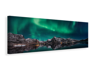 panoramic-canvas-print-lofoten-aurora-reflection