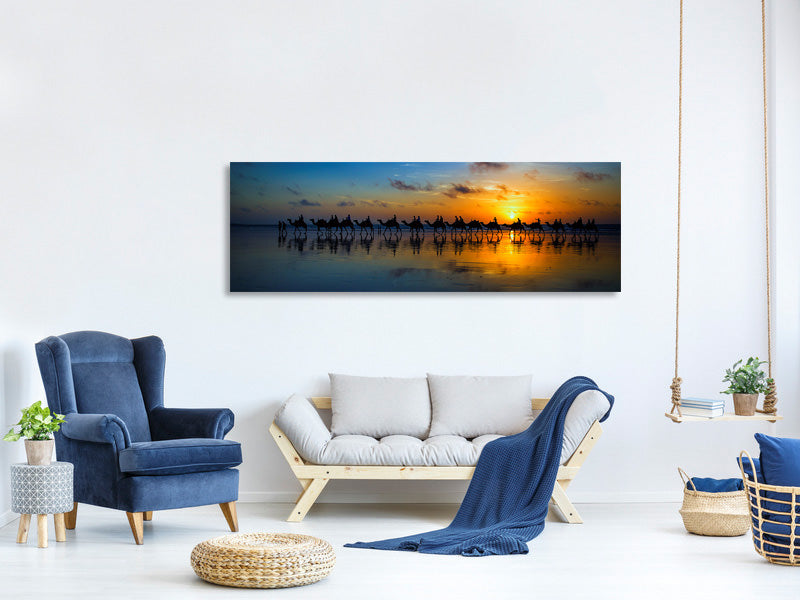 panoramic-canvas-print-sunset-camel-ride