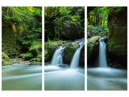 3-piece-canvas-print-falling-water-in-the-wood