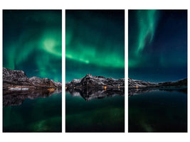 3-piece-canvas-print-lofoten-aurora-reflection