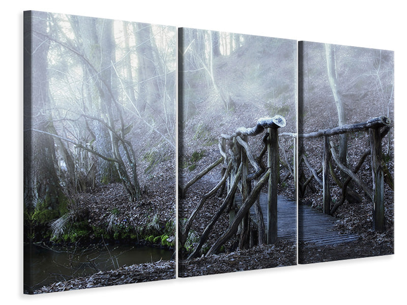 3-piece-canvas-print-old-wooden-bridge-in-the-forest