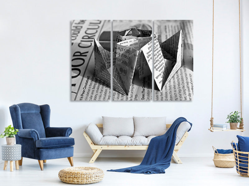 3-piece-canvas-print-origami-newspaper