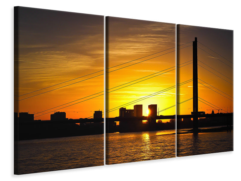 3-piece-canvas-print-skyline-dusseldorf-at-sunset