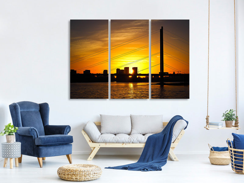 3-piece-canvas-print-skyline-dusseldorf-at-sunset