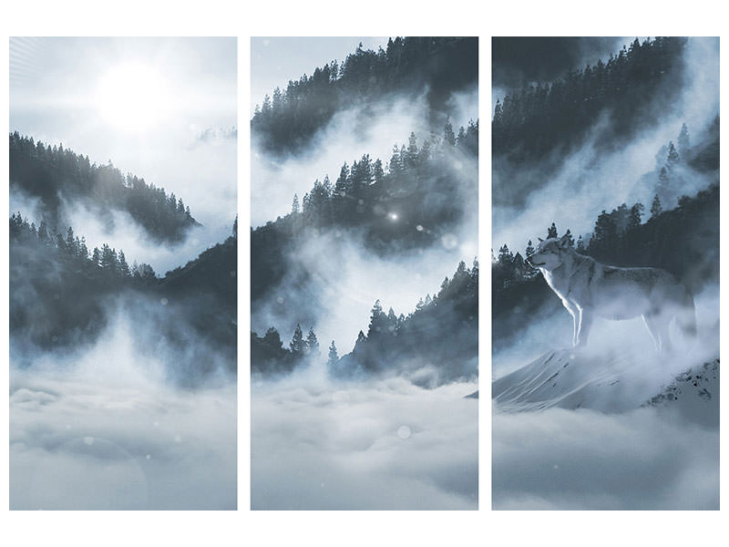 3-piece-canvas-print-the-wolf-in-the-woods