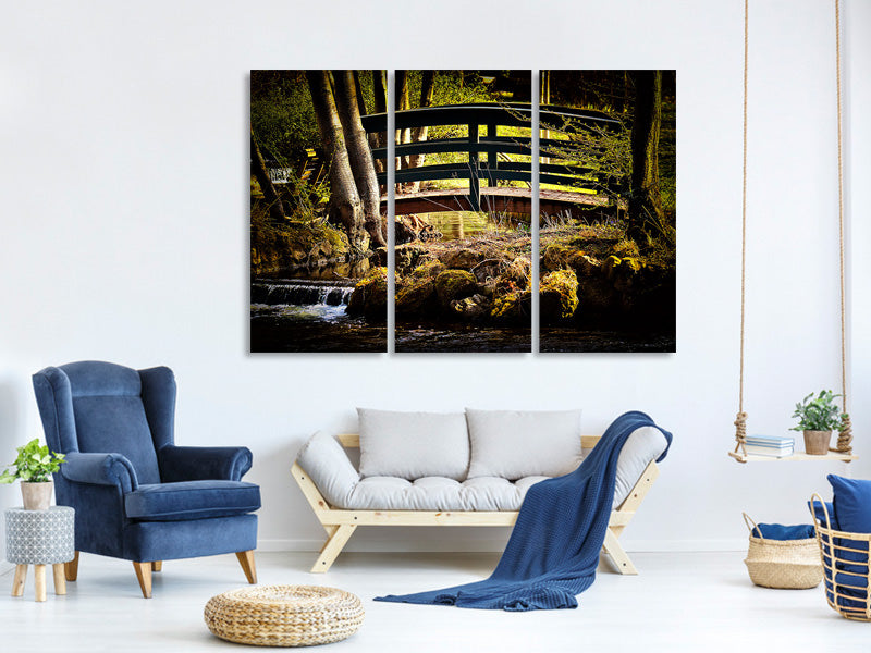 3-piece-canvas-print-wooden-bridge-in-the-forest