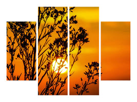 4-piece-canvas-print-a-shrub-in-the-sunset