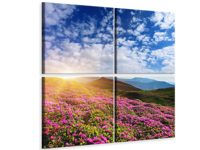 4-piece-canvas-print-flowery-mountain-landscape