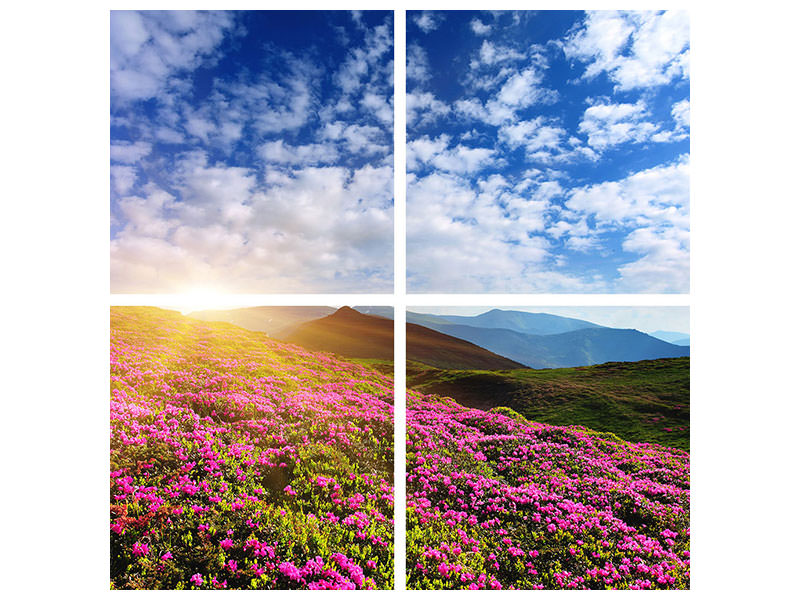 4-piece-canvas-print-flowery-mountain-landscape