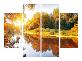 4-piece-canvas-print-forest-reflection-in-water