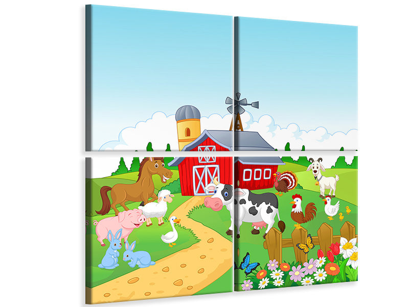 4-piece-canvas-print-funny-farm